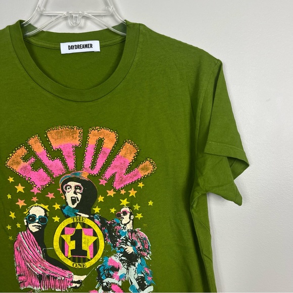 Daydreamer Elton John The One Solo Graphic Crewneck Tee in Olive Green - Picture 4 of 10